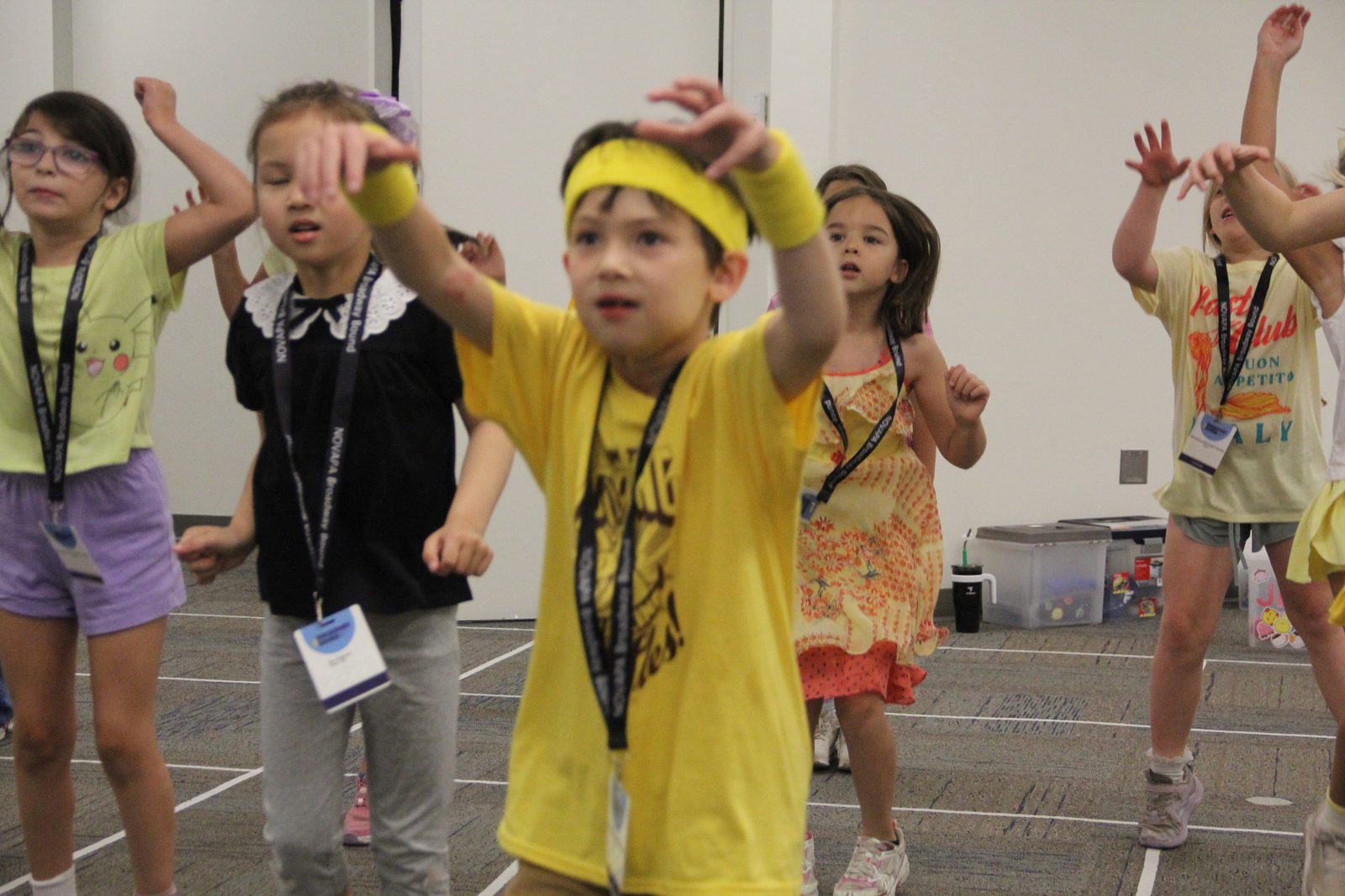 Young campers learning choreography on the first days of camp