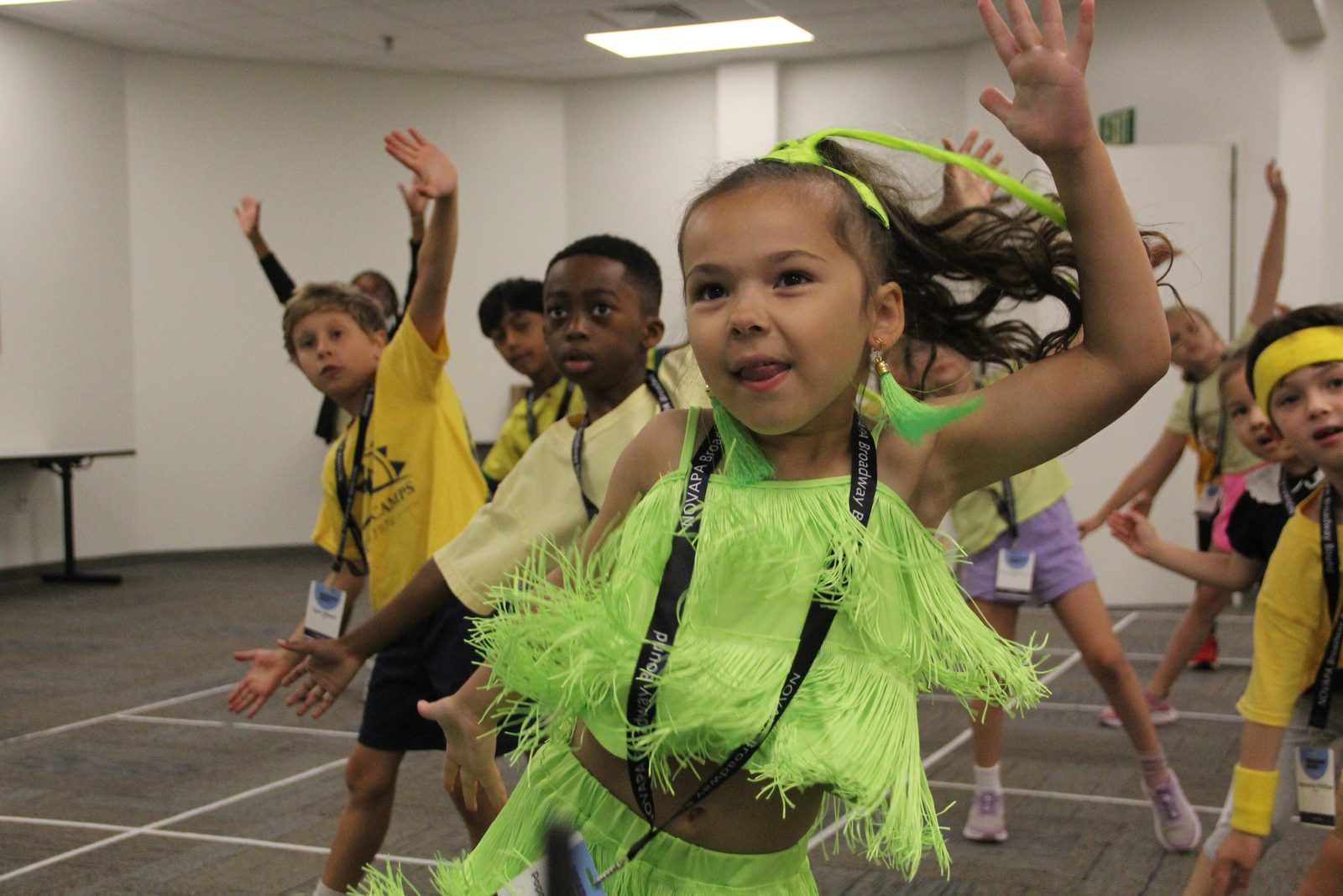 Campers rehearsing together at camp