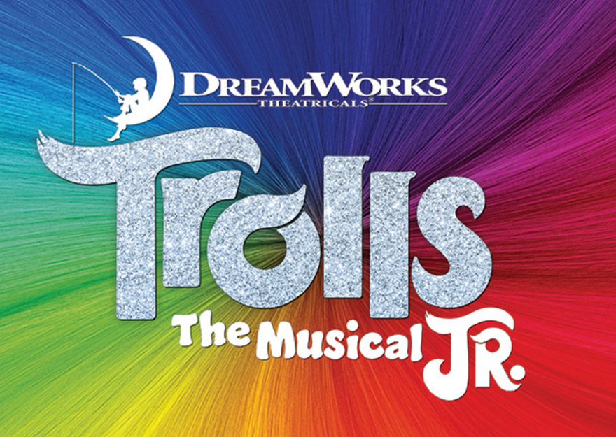The Trolls Jr. company on stage at summer camp